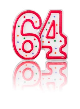 Red number 64 with reflection