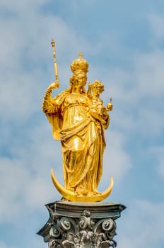 The Mariensäule, a Marian column erected in 1638 to celebrate the end of Swedish occupation during the Thirty Years' War located on the Marienplatz in Munich, Germany.
