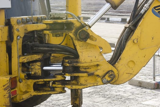 Construction machinery in a railroad construction site.