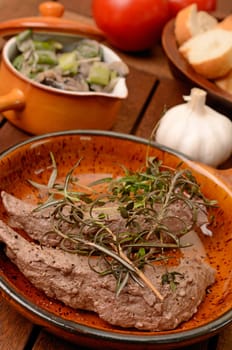 Filet of lamb with fried mushrooms and spring onions