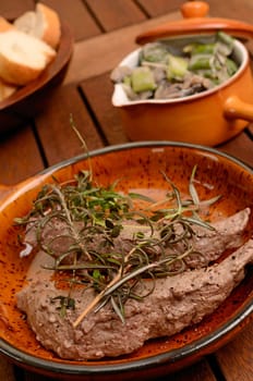 Filet of lamb with fried mushrooms and spring onions