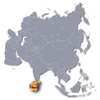 Asia map with Sri Lanka