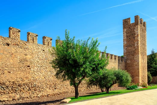 Walls of the fortified city of Montblanc, Catalonia. Spain