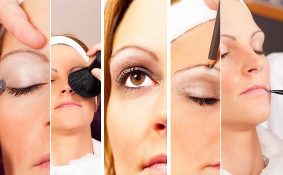 Photo collage of a real cosmetics session