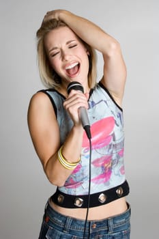 Pretty isolated karaoke girl singing