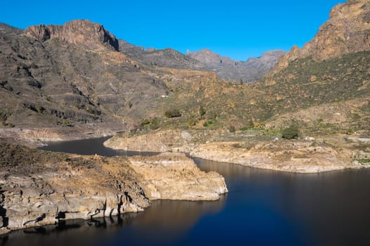 River with Dark Black Water in Canary Islands