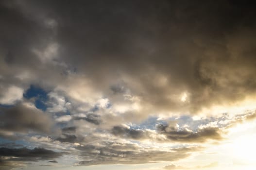 Cloudscape, Colored Clouds at Sunset near the Ocean