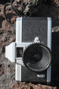 Photography Concept Classic Vintage 35mm Gray Plastic Camera