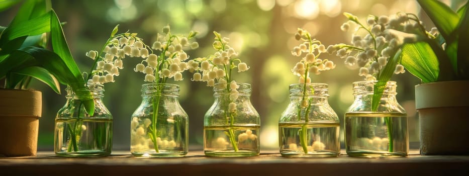 Lily of the Valley Essential Oil in a Small Bottle, Generative AI, nature