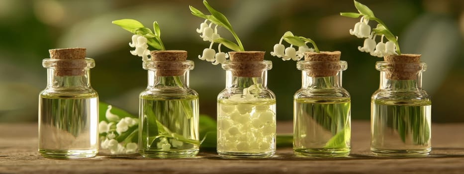 Lily of the Valley Essential Oil in a Small Bottle, Generative AI, nature