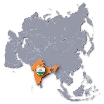 Asia map with India