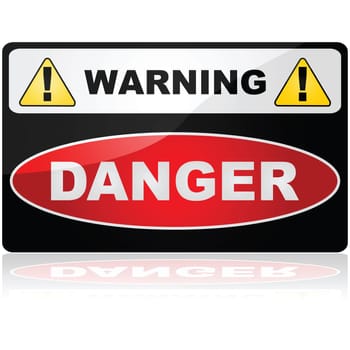 Glossy illustration showing a Warning Danger sign
