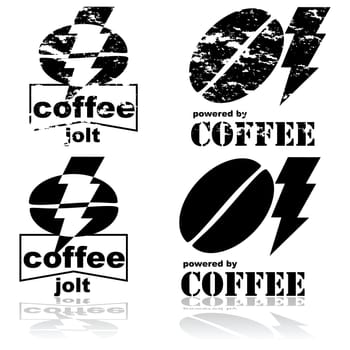 Concept illustration showing a coffee bean and a lightning bolt