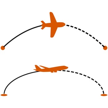 Concept illustration showing a plane following a line indicating its route