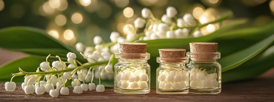 Lily of the Valley Essential Oil in a Small Bottle, Generative AI, nature