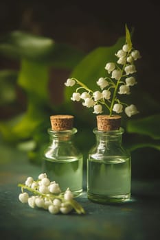 Lily of the Valley Essential Oil in a Small Bottle, Generative AI, nature