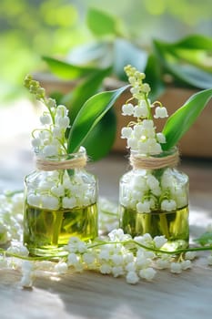 Lily of the Valley Essential Oil in a Small Bottle, Generative AI, nature