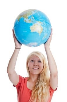 Woman holds globe