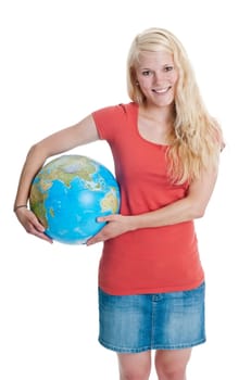 Teenagers with globes