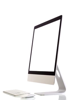 Illustration of modern computer monitor with blank screen. Isolated on white. added for screen.