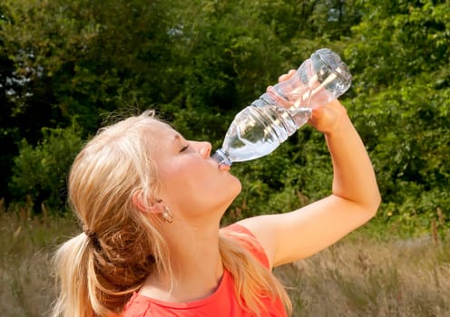 Woman drinks water