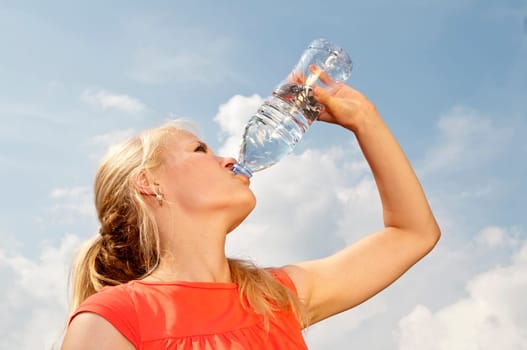 Woman drinks water