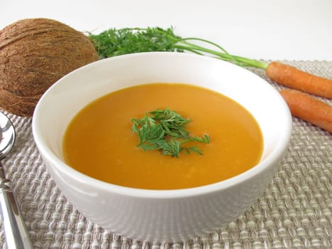 Carrot cream soup with coconut milk