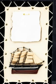 Beautiful Vintage old Wooden Pirate Sail Boat Figurine