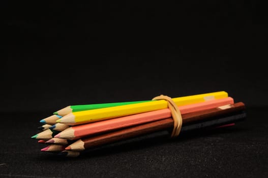 Set of Colored Pencils In A Row