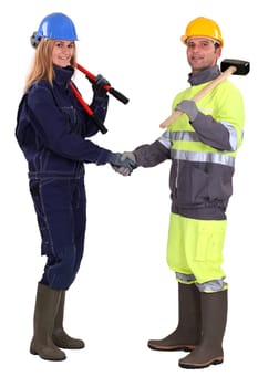 Tradespeople shaking hands