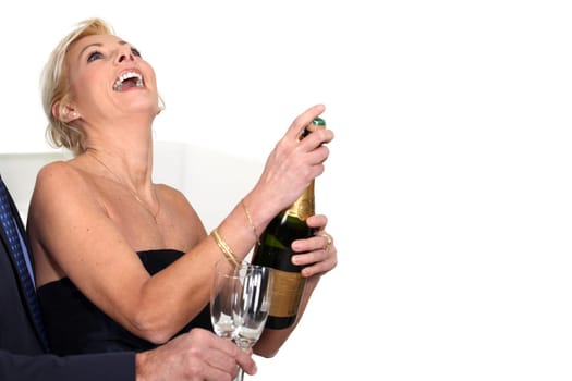 A couple celebrating.