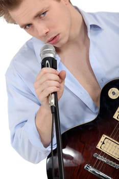Young singer with a guitar