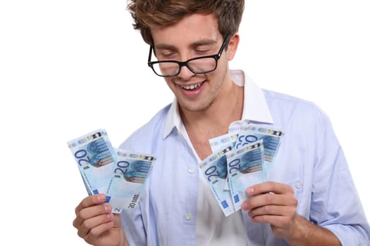 Man with lots of Euros