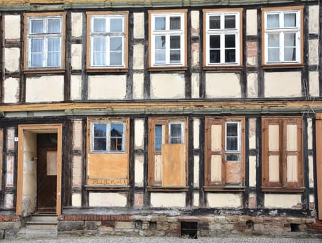 Dilapidated half-timbered house