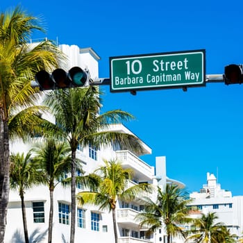 street sign of famous art deco district