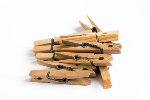 Detail of the old wooden clothes pin