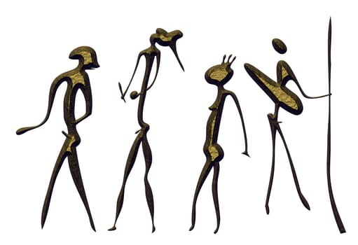 Primitive figures looks like cave painting - primitive art - warriors
