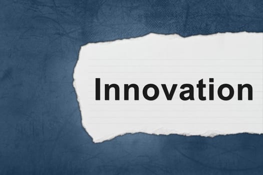 Innovation with white paper tears on blue texture