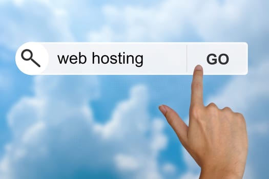 hand click web hosting button on search toolbar