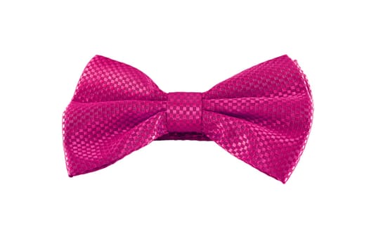 close up pink bow tie isolated on white background