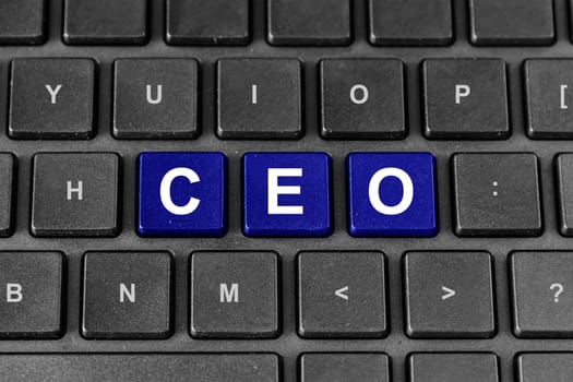 CEO or chief executive officer blue word on keyboard