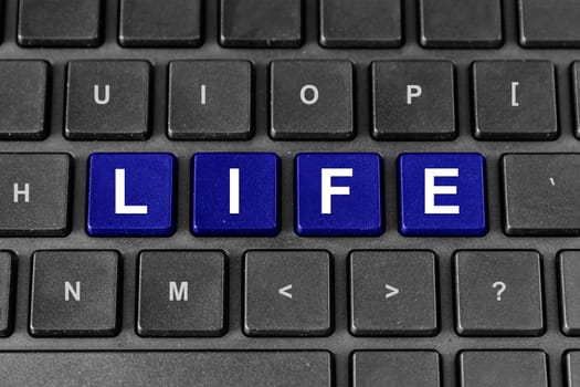 Life blue word on keyboard