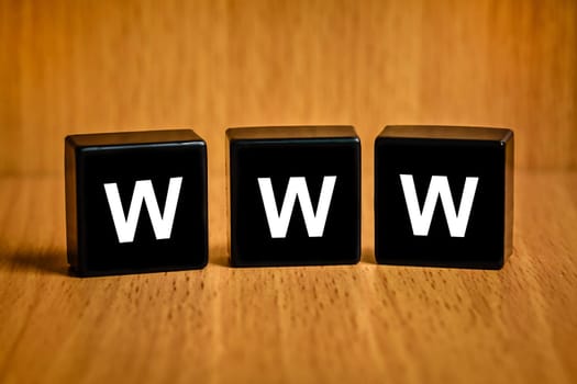 www or world wide web text on black block