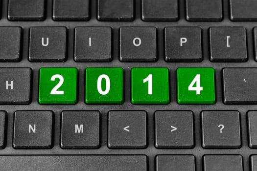 2014 new year green word on keyboard