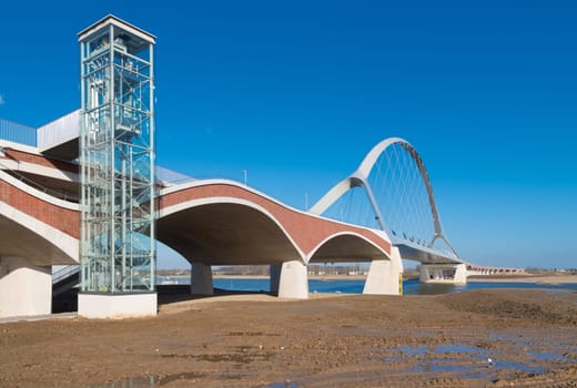 newly build arch bridge in Nijmegen, Netherlands. It connects the city with the newer residential areas on the north side of the Waal river