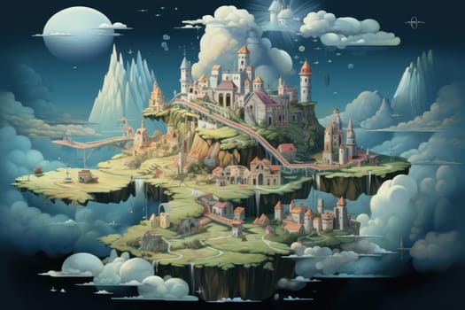 In the realm of fantasy, whimsical cloud castles grace the skies, defying gravity and capturing the imagination of dreamers.