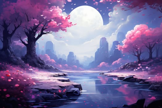 An enchanting portrayal of tranquil moonlit meadows, where dreams materialize and aspirations come to life.