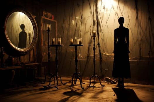 A mesmerizing portrayal of enchanted shadow mirrors, each reflecting tantalizing glimpses of parallel realms and alternate versions of oneself.