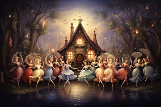 Immerse yourself in the enchanting world of holiday magic with this captivating illustration by a professional visual artist.