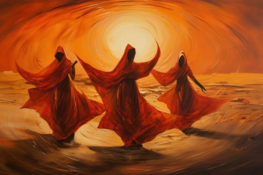 In the enchanting world of fantasy, there exist mystical beings known as whirling sand dervishes.